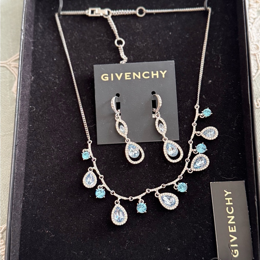 Givenchy Silver and Blue Necklace and Earrings Collection